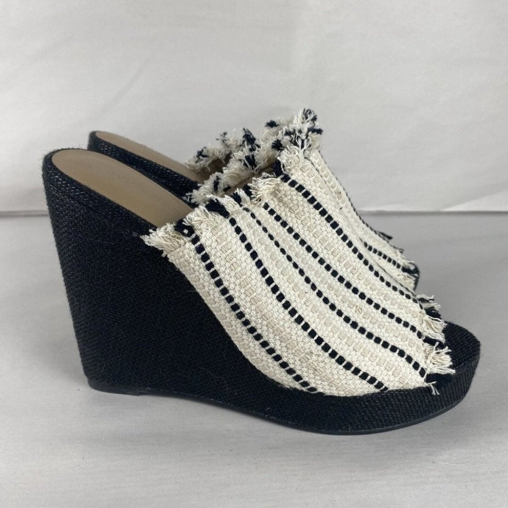 Women's Witchery Size 39 Multicolored Woven Fabric Cover Platform Wedge Shoes - Picture 4 of 16